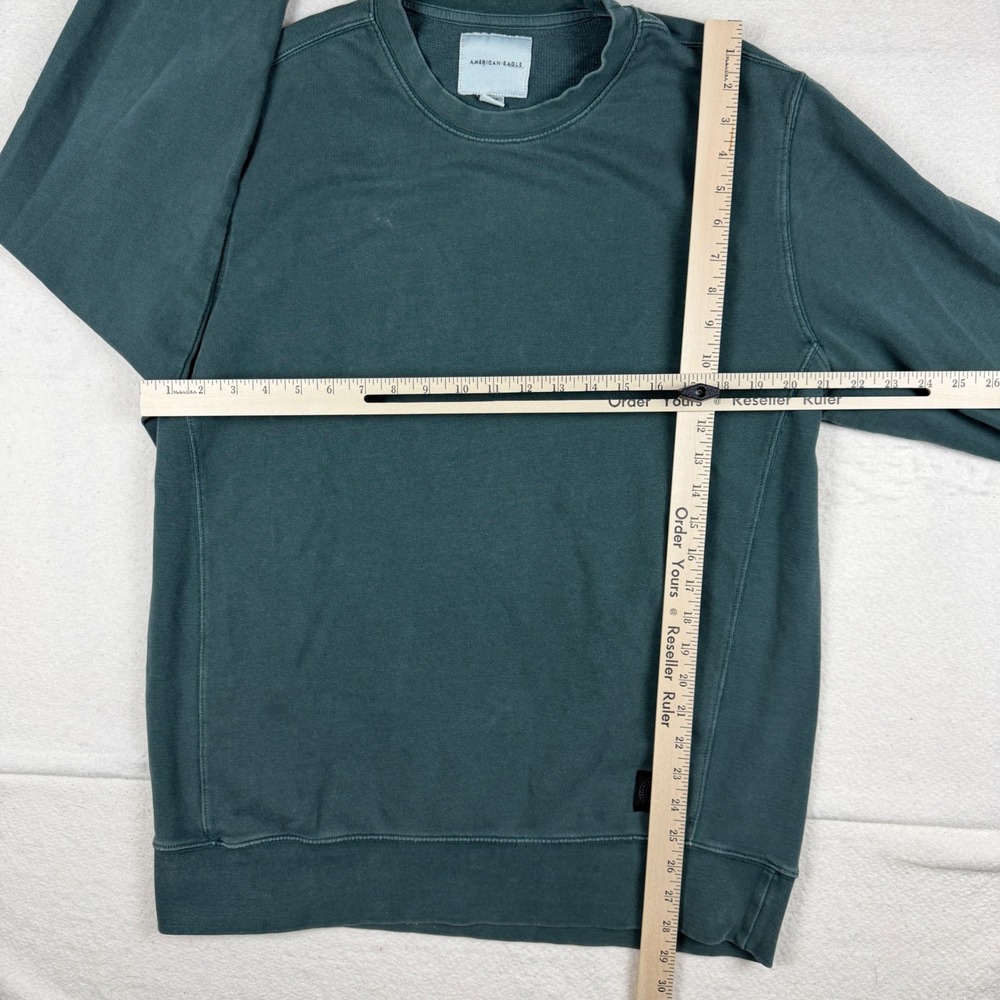 American Eagle Mens Large Tall Teal Green Cotton Crewneck Sweatshirt Pullover - Picture 4 of 7